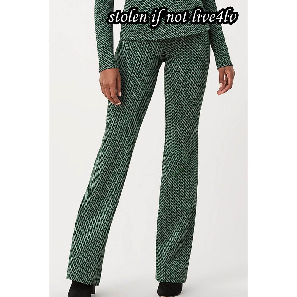 $598 NWT Auth Diane von Furstenberg Caspian green black link print pants mfg S
